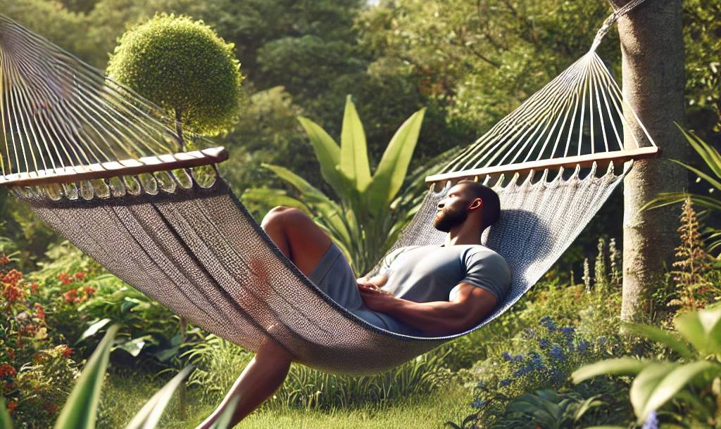Descansando en una hamaca de forma plácida